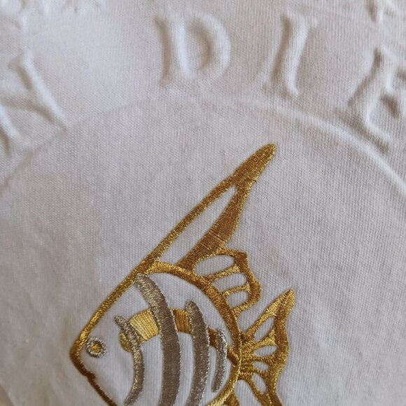 T-shirt XL Single Stitch Vintage 90s Mens 90s Embroidered Fish San Diego Oneita - Picture 3 of 6